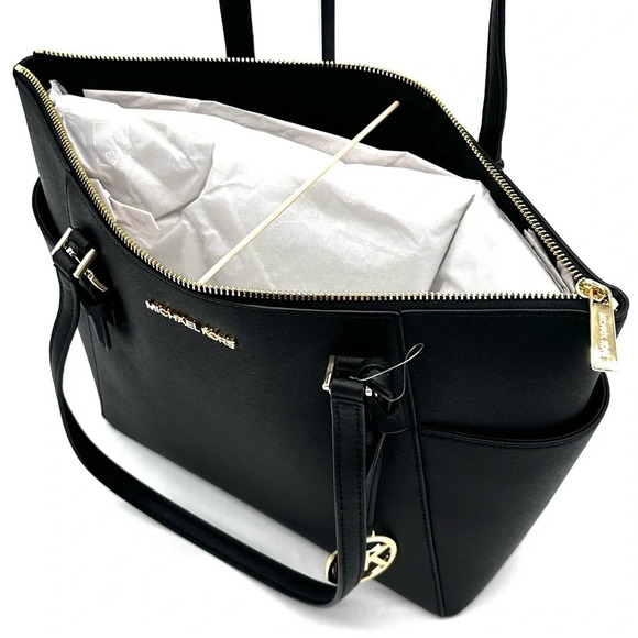 Michael Kors Large Charlotte Tote Bag & Large Double Zip Wallet Black (NWT) - Picture 7 of 13